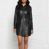 Soft Dress Women's Genuine Sleeveless Stylish Green Party Wear Leather Lambskin S