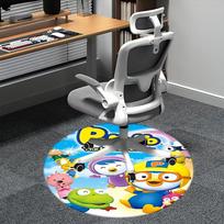 Pororo, Mažojo pingvino kėdės kilimėlis Apvalus kilimas Biuro kilimas, Skalbiamas mašinoje, Neslystantis, Tinka svetainėms, Miegamiesiems 80cm gray