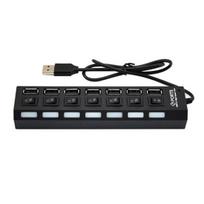 7-Port USB 2.0 HUB Splitter High Speed Adapter ON/OFF Switch for Laptop PC
