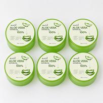 100% Pure Aloe Vera Soothing Gel (300ml x 6 bottles) Aloe Gel Moisture Soothing Moisturizing Cream, 6 pcs green
