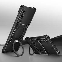 Sony Xperia 1 V 1 IV 5 10 V magnetinis dėklas Metalinis buferis Be rėmelio su 360° besisukančiu stoveliu Objektyvo apsauginis rėmelis dangtelis For Xperia 1 V juoda