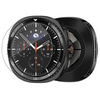Metal Case for Samsung Galaxy Watch8 44/40mm Tempered Glass Protector Aluminium Alloy Cover For GALAXY8 Change To 8 Classic 46mm Galaxy Watch 8 40mm juoda balta spalva