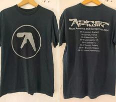 Aphex Twin 90-ųjų turas 2014 2 pusių juodi trumpomis rankovėmis unisex marškinėliai pakartotinis leidimas S-4XL 2XL gray