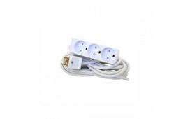 Mercodan EL power strip with 3 earthed  outlets, 7.5m cable, white.