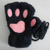 Winter Bear Plush Gloves Fluffy Cat Paw Claw Glove Soft Fingerless Gloves Mitten tamsios kavos spalvos