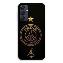 Telefono dėklas - MANIACASE - Samsung galaxy A15 - Silikonas - Minkštas - PSG auksinis čempiono žvaigždės logotipas auksas