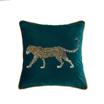 Embroidered Cushion Cover Cotton 45x45cm Animal Style Ornamental Pillow Case For Living Room Luxury Home Decor black