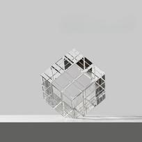 Unique Art Rubiks Cube Small Ornaments Glass Luxury Living Room Office TV Cabinet Tabletop Entrance Home Decor White Transparent - Large gray