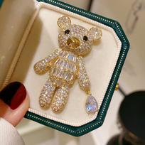 Women's Rose Gold Plated Brass Bear Shape Zircon Stone Wedding Engagement Party Brooch Rhodium Plated auksas