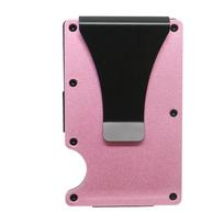 Aluminum Alloy Carbon Fiber RFID Blocking Credit Card Holder Wallet Pink black