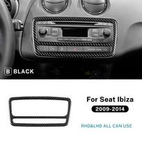 Carbon Fiber Interior Center Console CD Frame Trim Sticker for Seat Ibiza 6J 2009-2014 LHD/RHD Type A Black Carbon juoda