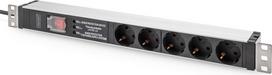 Digitus Socket strip with aluminum profile and switch, surge protection, integrated line filter, 5-way safety sockets, 2 m cable safety plug