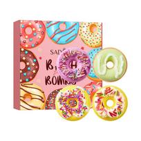 Macaron Bath Salt Balls Set Donut Bath Bombs Bubble Bath Fizzies Spa Bath Gift Set 4pcs x 100g Box set 100g*4 (for foreign trade sales only) multi