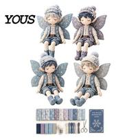 Craft Kits for Sewing Enthusiasts Fairy Boys Patchwork DIY Kit, Fabric Make 4 Family Weekend Activity Boys, Doll Kit Adults, Handmade Gift, C beige