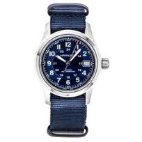 Hamilton Khaki Field Tekstilinis NATO dirželis Mėlynas ciferblatas Automatinis H70455940 100M Vyriškas laikrodis mėlyna