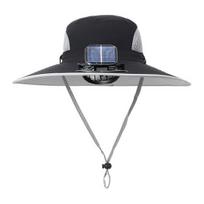 Saulės energijos ventiliatoriaus kepurė USB įkraunama Kepurė su apsauga nuo UV spindulių ir saulės energijos ventiliatoriumi Kvėpuojanti Vyrų Moterų Vasaros Lauko Veikla Žvejyba Platus kraštas Kibiro kepurė 1 Set šviesiai pilka spalva