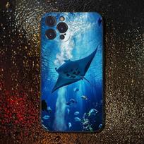 Animal Manta Ray Phone Case For iPhone 16,15,14,13,12,11 Plus,Pro Max,XS,X,XR,SE,Mini,8,7,Soft Silicone Black Cover iPhone12 blue