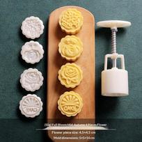 Plastic Hand Press Mooncake Mold With Multiple Pattern Stamps For Home Baking Mid Autumn Dessert Making brown