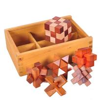 Toys Novelty Gift Presents Luban Lock Puzzle Box Wooden Brain Teaser Puzzles For Adults And Children Learning Educational IQ Level Improvement brown