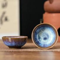 1 vnt. Krosnies keitimo Kinijos keramikos arbatos puodelis Temmoku glazūra Porcelianas Kung Fu puodelių rinkinys Keramika Jianzhan Gėrimo indai Stalo indai Didmeninė prekyba 45ml black