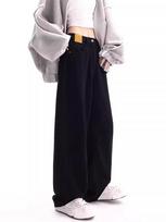 Black High-Waisted Straight Leg Jeans for Women - New Spring/Autumn Plus Size Loose Wide Leg Pants XL juoda