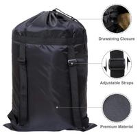 Laundry Bag Camping Travel Sport Large Clothing Storage Bag Ditty Bags Waterproof Heavy Duty Backpack Black One Size Polyester juoda