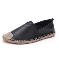 Vyriški kvėpuojantys espadrilės batai Madingi žvejo plokščiapadžiai slip-on laisvalaikio batai su guminiu kanapių virvės padu Kasdieniam dėvėjimui 38 juoda