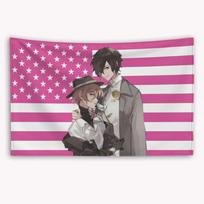 Bungo Stray Dogs American Flag Anime Banner Barber Shop Outdoor Decor Garage Decoration Custom Flags for Bedrooms Flaga Tapestry 74x94cm(29x37in) gray