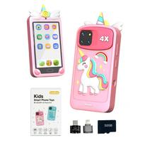 LandLoa Kids Smartphone, Japanese Company, Large Screen, Camera, Data Transfer, Selfie, Music Playback, English Learning, 32GB SD Card Included, pink