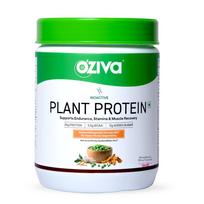 OZiva Bioactive Plant Protein (Strawberry), 500g | 25g Protein,5.5 BCAA| Pea Isolate| Plant based Protein Powder for Women & Men | Essential Ami