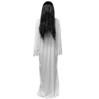 DECEED Sadako cosplay kostiumas vaiduoklis vaiduoklių namų juokingas drabužis Helovinas unisex chalatas + perukas rinkinys (balta dydis L) gray
