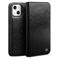 QIALINO Compatible For iPhone 13 mini 5.4 inch Top Layer Cowhide Leather All-round Protection Phone Case Stand Shell with Wallet ruda