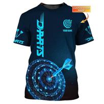 Cool Dart Plate Pattern T-Shirts Customized Short Sleeve O-Neck Street Loose Tees 3D Printed Flame Darts T Shirt  Men Women 2XL gray