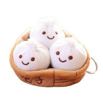 Soft Steamed Bun Plush Keychain Cute Baozi Dumpling Stuffed Toy for Bags Backpacks Huggable Mini Pillow Adorable Birthday Gift for Kids Food Lovers 1pc white