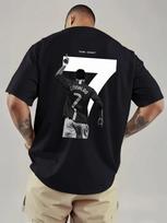 CR7 Cristiano Ronaldo Pattern T-Shirt - High-Quality Casual Men's Round-neck Printed T-Shirt XS black