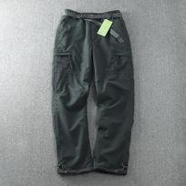 Men's Windproof Waterproof Outdoor Fleece Lined Softshell Pants, Straight Leg Winter Casual Multi-Pocket Cargo Trousers 5XL tamsiai mėlyna spalva