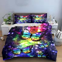 Rainbow Butterfly Decoration Set Multiple Sizes Kid'S And Adults' Bedroom Exquisite 3Pc Bedding Set, Gift EU Twin 135X200cm&set black