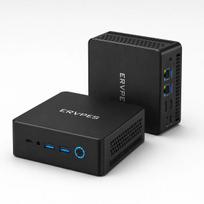 ERVPES E1 Pro Mini PC Intel Celeron N4505 8GB DDR4 256GB SSD Trijų ekranų Dvigubas LAN Tylus Mini stalinis kompiuteris juoda