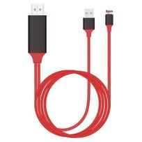HDMI-compatible Adapter Cable 1080P Plug and Play TPE 8Pin to HDMI-compatible Converter for iPhone raudona
