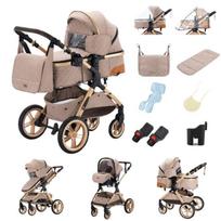 3-in-1 stroller, high-quality combi stroller, ALYIKOU, robust wheels + practical changing bag, Khaki chaki