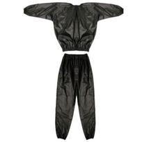 PVC Sauna Suit Elastic Cuffs Training Outfit Lightweight Fitness Set  Cycling M black