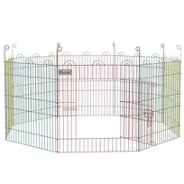 Voljeras, šuniukų aptvaras, modulinis dizainas, rakinamas, plieninis, Ø156x60H cm, spalvotas