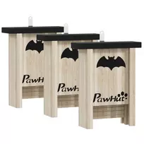 "PawHut" šikšnosparnių inkilas, 3 vnt., namelis šikšnosparniams, inkilas šikšnosparniams, inkilas šikšnosparniams kabinti soduose, sodybose, ūkiuose, eglės mediena, 18 x 6 x 22,5 cm, gamta