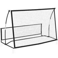 Futbolo atšokimo sienelė, 2-in-1 dvipusė sulankstoma atšokimo sienelė su tinklu, 200 x 94 cm, juoda