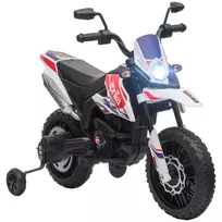 Vaikiškas Elektrinis Motociklas 12V | Su Muzika, 6 km/val., Nuimami Mokomieji Ratai, 12 colių Plastikinės Padangos, Skirtas 3-8 Metų Vaikams Iki 30 kg, Baltas