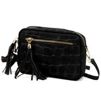 Luka 20-030 CROCO GOLD juoda odinė rankinė