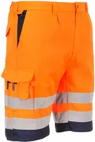 Poliesterio ir medvilnės PORTWEST E043 šortai, atspindintys šviesą, Dydis: XXL, Pw spalvos: Oranžinis/Navy