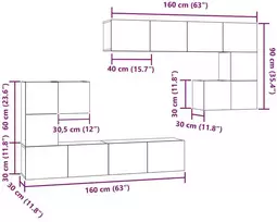 TV staliukas TV vienetai 4 vnt. 80 x 30 x 30 cm Senovinis medis