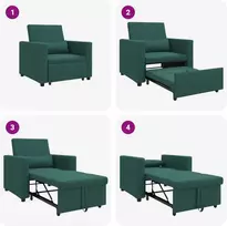 Ištraukiamas sofa-lova vienvietis su ratu Tamsiai žalia audinys