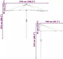 Sodo skėtis 294 x 150 x 223 cm Poliesteris ir plienas Tortora